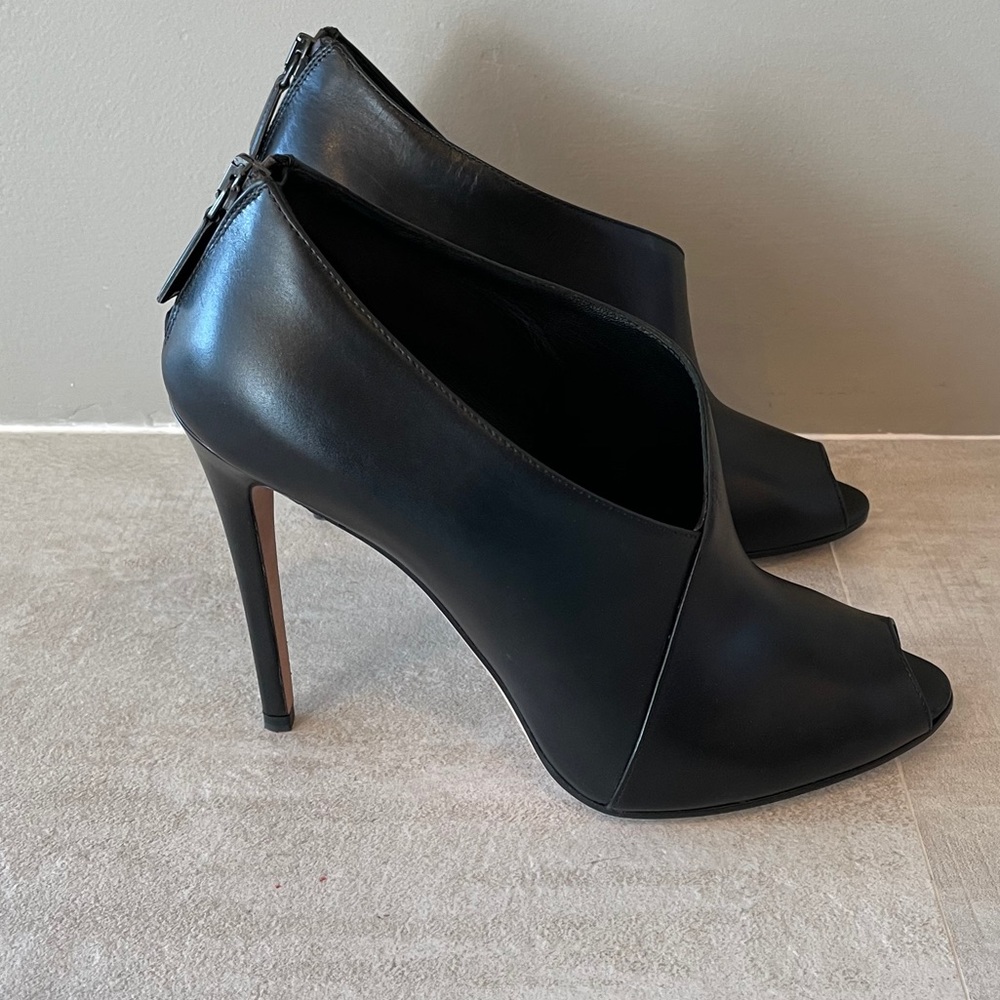 Prada Asymmetric Peep Toe Bootie Size 38.5
